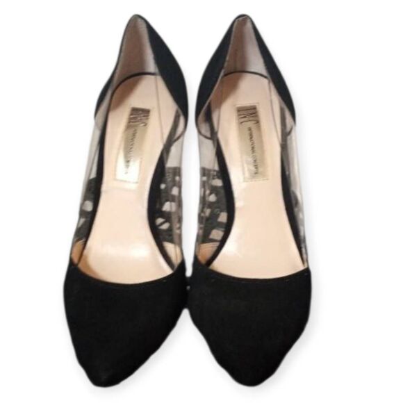 INC INTERNATIONAL CONCEPTS BLACK SUEDE PUMPS W/CLEAR SIDES SZ.5 GUC - Picture 3 of 8